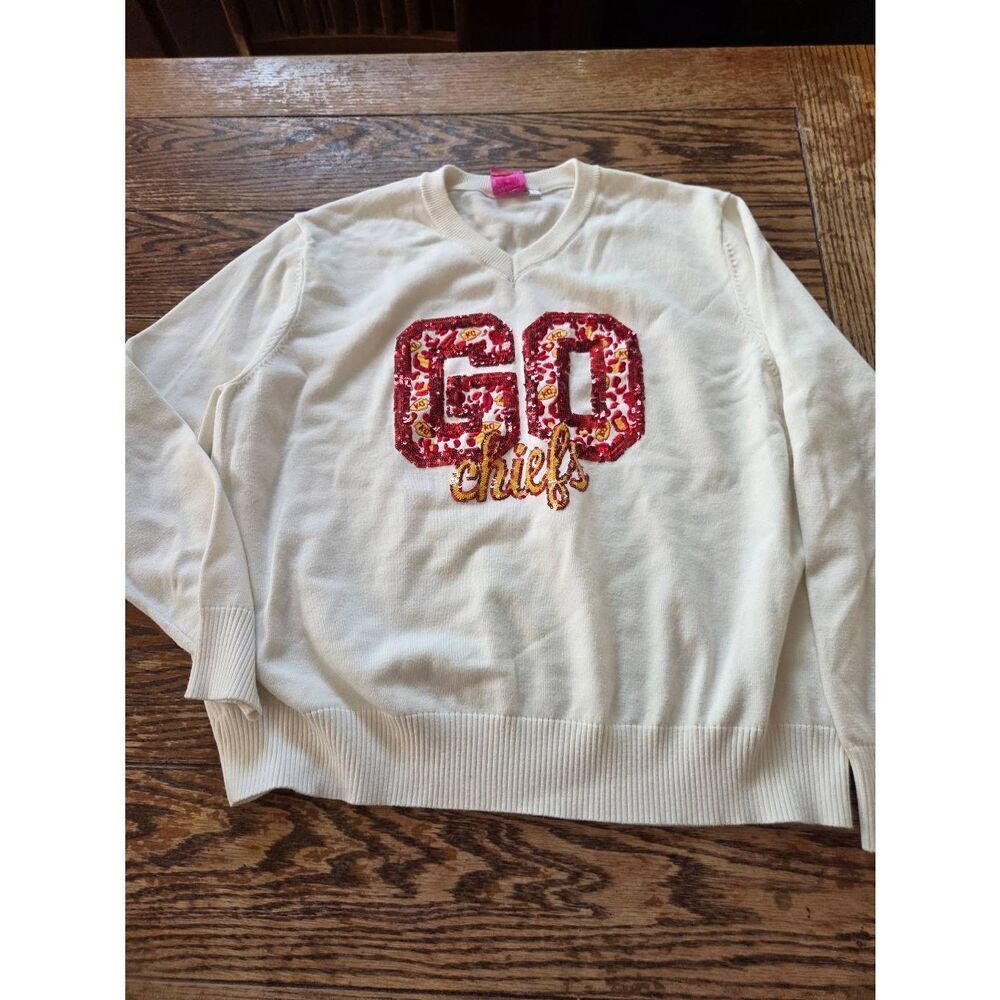 Queen of Sparkles Go Chiefs sparks sweater sz Large